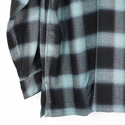SUGARHILL [ OMBRE PLAID LOOSE OPEN COLLAR BLOUSE ] TURQUOISE BLUE
