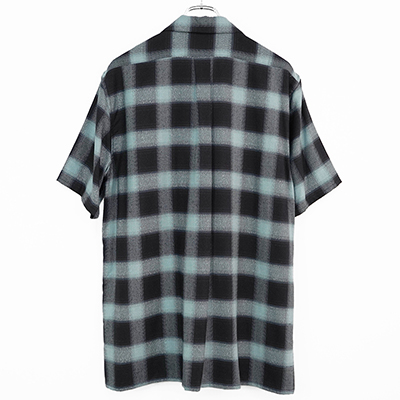 SUGARHILL [ OMBRE PLAID HALF SLEEVE BLOUSE ] TURQUOISE BLUE
