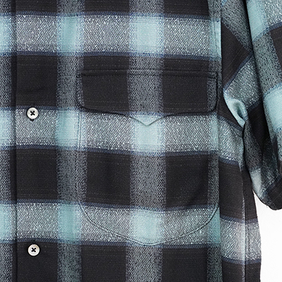 SUGARHILL [ OMBRE PLAID HALF SLEEVE BLOUSE ] TURQUOISE BLUE