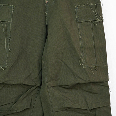 SUGARHILL [ RAW-EDGE CANVAS CARGO PANTS ] DARK KHAKI