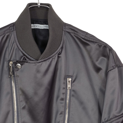 JOHN LAWRENCE SULLIVAN [ SATIN ZIP BOMBER JACKET ] GREY