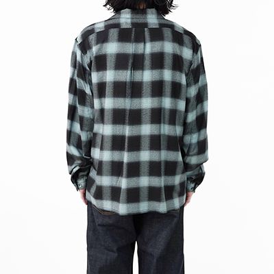 SUGARHILL [ OMBRE PLAID OPEN COLLAR BLOUSE ] TURQUOISE BLUE