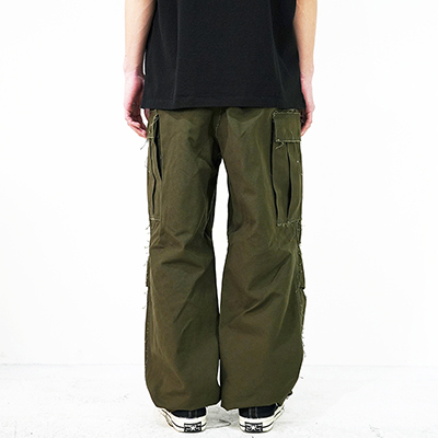 SUGARHILL [ RAW-EDGE CANVAS CARGO PANTS ] DARK KHAKI