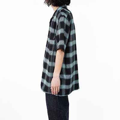 SUGARHILL [ OMBRE PLAID HALF SLEEVE BLOUSE ] TURQUOISE BLUE