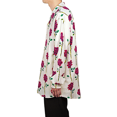 Sasquatchfabrix. [ ROSE BIG OPEN COLLAR SHIRT ] WHITE