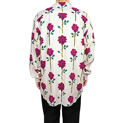 Sasquatchfabrix. [ ROSE BIG OPEN COLLAR SHIRT ] WHITE