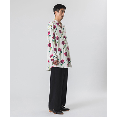 Sasquatchfabrix. [ ROSE BIG OPEN COLLAR SHIRT ] WHITE