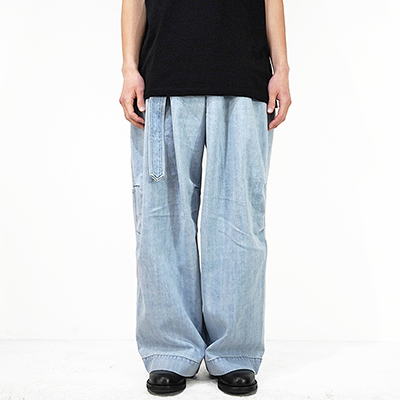 ESSAY [ BELTED FIELD PANTS (P-4) ] BLEACH DENIM