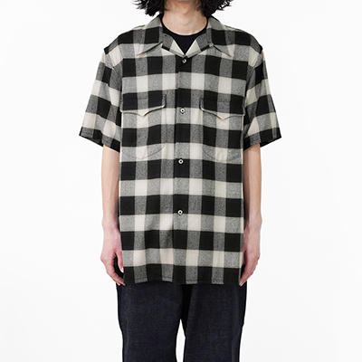 SUGARHILL [ OMBRE PLAID HALF SLEEVE BLOUSE ] SAND IVORY