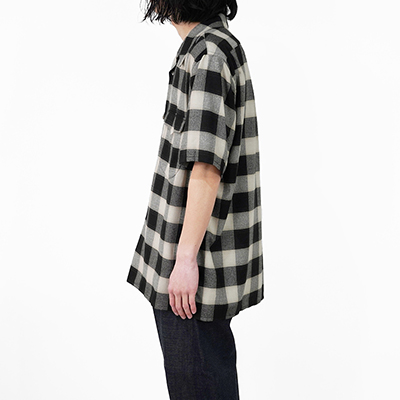 SUGARHILL [ OMBRE PLAID HALF SLEEVE BLOUSE ] SAND IVORY