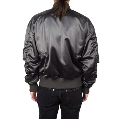 JOHN LAWRENCE SULLIVAN [ SATIN ZIP BOMBER JACKET ] GREY