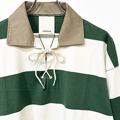 refomed [ BORDER RUGBY SHIRT ] OFF×GREEN