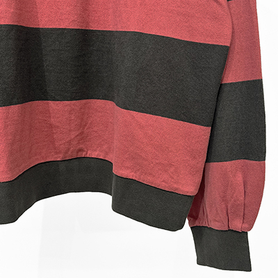 refomed [ BORDER RUGBY SHIRT ] RED×BROWN