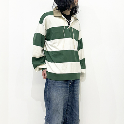 refomed [ BORDER RUGBY SHIRT ] OFF×GREEN