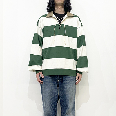 refomed [ BORDER RUGBY SHIRT ] OFF×GREEN