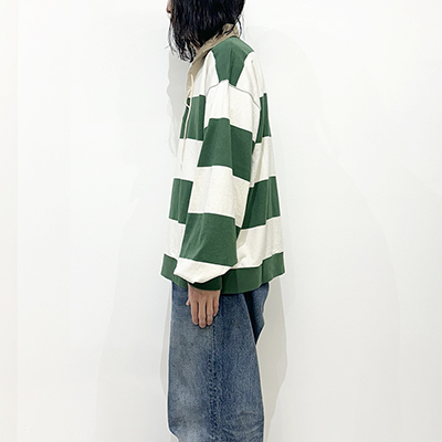 refomed [ BORDER RUGBY SHIRT ] OFF×GREEN