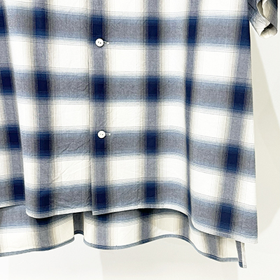 URU [ COTTON MODAL OPEN COLLAR S/S SHIRTS ] BLUE