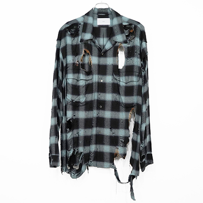 SUGARHILL [ BURNT OMBRE PLAID BLOUSE ] TURQUOISE BLUE