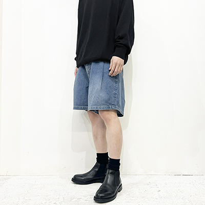 URU [ COTTON DENIM SHORTS ] L.INDIGO