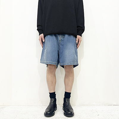 URU [ COTTON DENIM SHORTS ] L.INDIGO