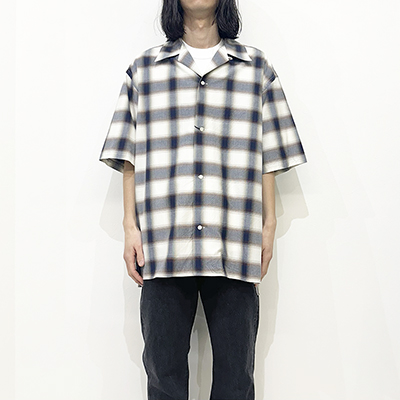 URU [ COTTON MODAL OPEN COLLAR S/S SHIRTS ] BROWN