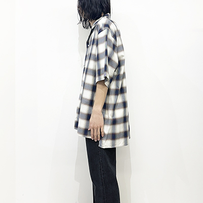 URU [ COTTON MODAL OPEN COLLAR S/S SHIRTS ] BROWN