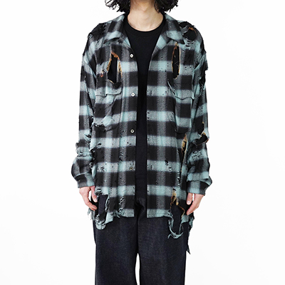 SUGARHILL [ BURNT OMBRE PLAID BLOUSE ] TURQUOISE BLUE