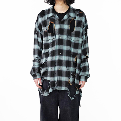 SUGARHILL [ BURNT OMBRE PLAID BLOUSE ] TURQUOISE BLUE