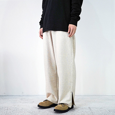 SUGARHILL [ ZIP-UP WIDE SWEAT TROUSERS ] IVORY WHITE