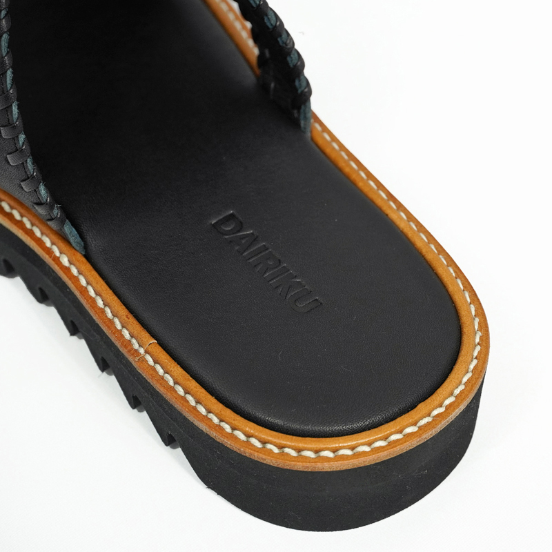 DAIRIKU [ "Wyatt" Hand Stitch Leather Sandal ] Black