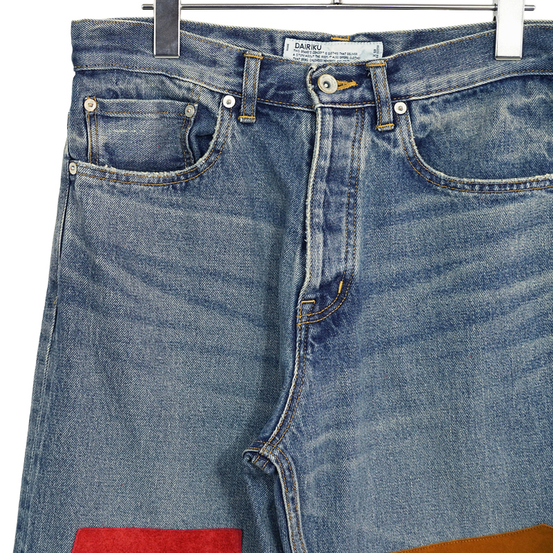 DAIRIKU [ Leather Patch Work Slim Denim Pants ] Indigo | ロイド