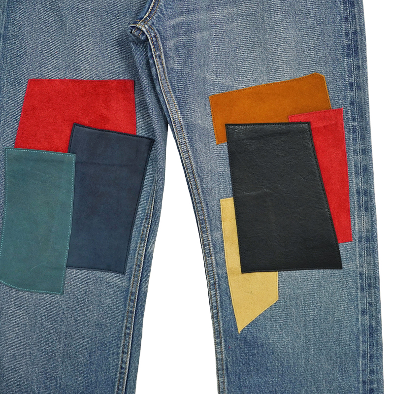 DAIRIKU [ Leather Patch Work Slim Denim Pants ] Indigo | ロイド