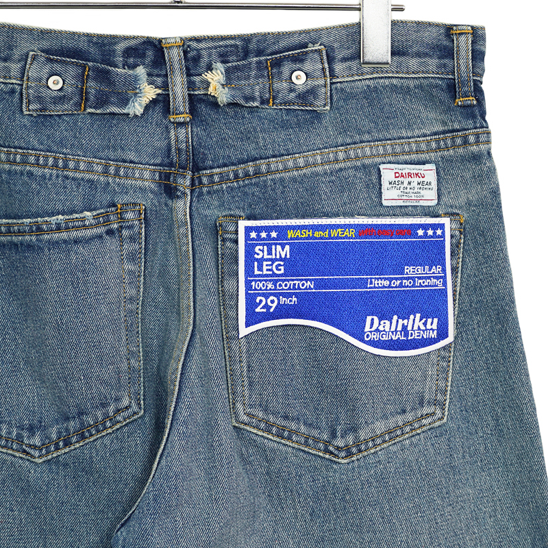 DAIRIKU [ Leather Patch Work Slim Denim Pants ] Indigo | ロイド 