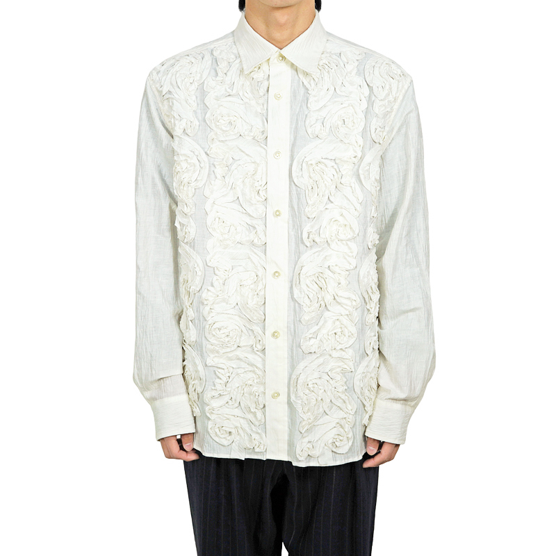 Sasquatchfabrix. [ TAPE EMBROIDERY L/S SHIRT ] WHITE | ロイド 