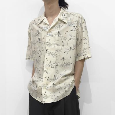 URU [ COTTON RAYON OPEN COLLAR S/S SHIRTS ] IVORY