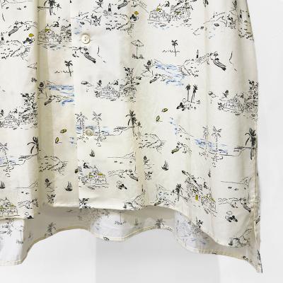 URU [ COTTON RAYON OPEN COLLAR S/S SHIRTS ] IVORY