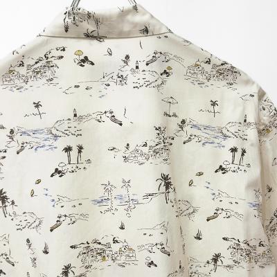 URU [ COTTON RAYON OPEN COLLAR S/S SHIRTS ] IVORY