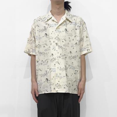 URU [ COTTON RAYON OPEN COLLAR S/S SHIRTS ] IVORY