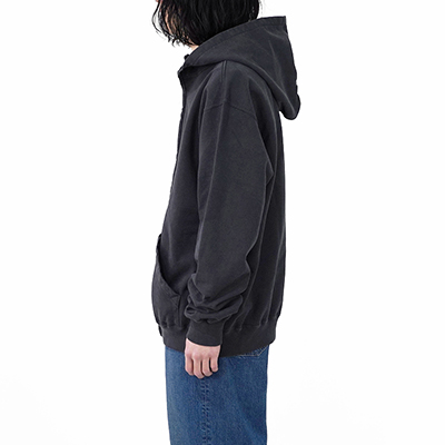 UNUSED [ US2302 (Overdyed zip-up hoodie) ] FADE BLACK