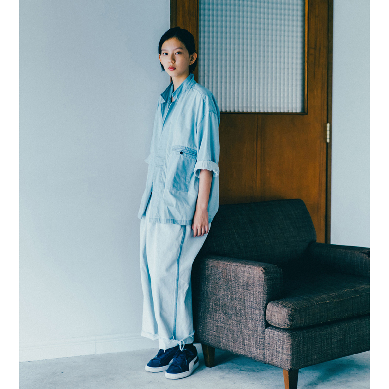 ESSAY [ OPEN COLLAR DENIM SHIRT (SH-4) ] BLEACH | ロイド・エフ