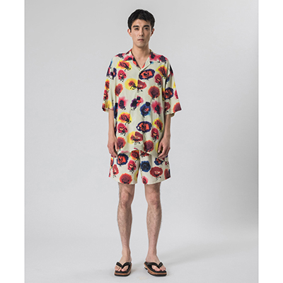 Sasquatchfabrix. [ "KASHIN DYES" OPEN COLLAR H/S SHIRT ] OFF WHITE