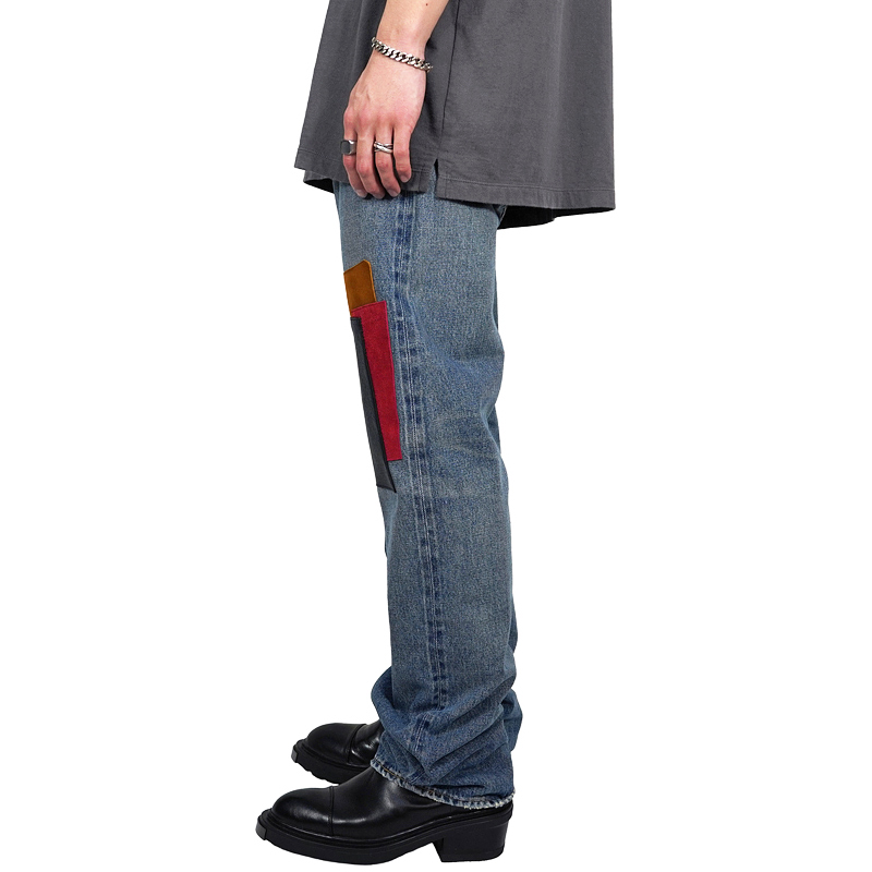 DAIRIKU [ Leather Patch Work Slim Denim Pants ] Indigo | ロイド