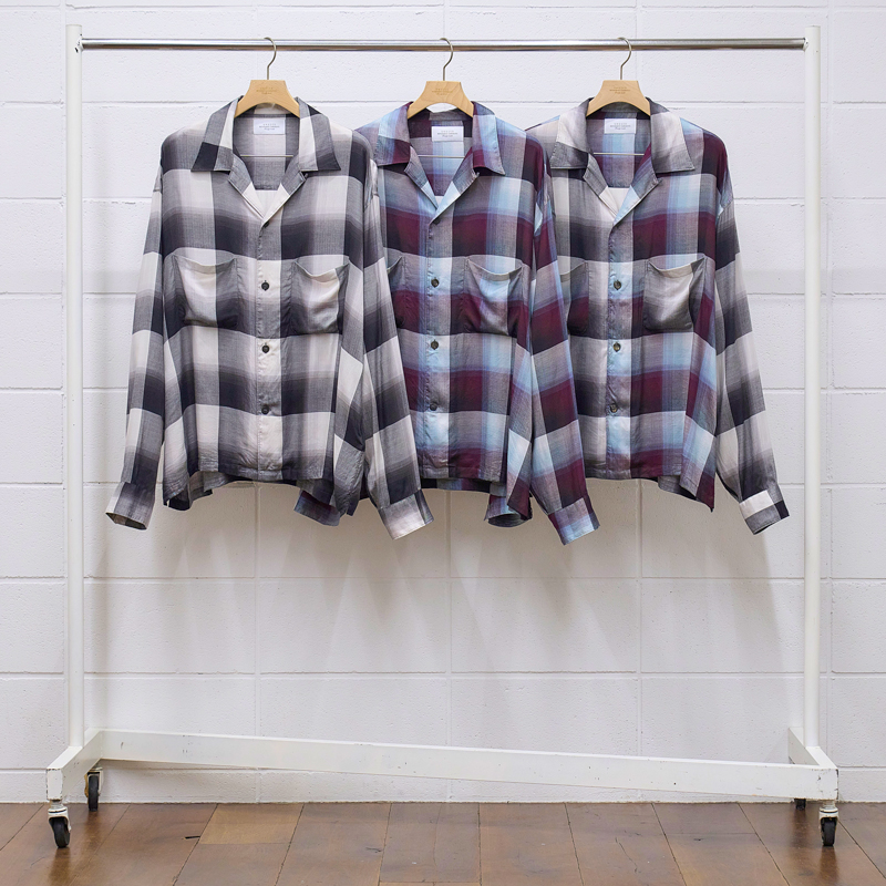 UNUSED Ombre check open collar shirt