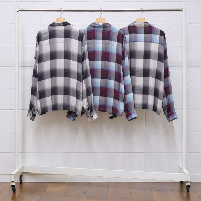 UNUSED Ombre check open collar shirt