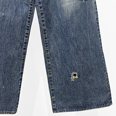 SUGARHILL [ FADED MODERN DENIM WIDE TROUSERS ] FADED INDIGO