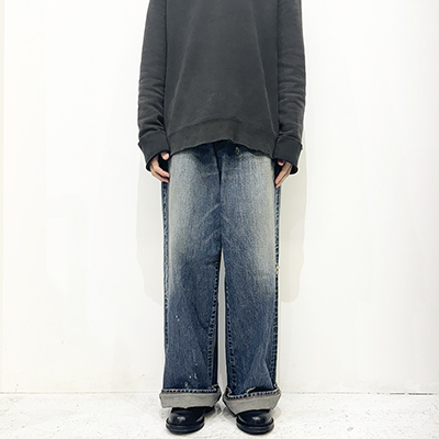 SUGARHILL [ FADED MODERN DENIM WIDE TROUSERS ] FADED INDIGO
