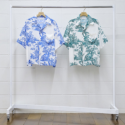 UNUSED [ US2418 (4 continents print short sleeve shirt) ]