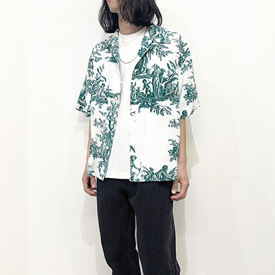 UNUSED [ US2418 (4 continents print short sleeve shirt) ]