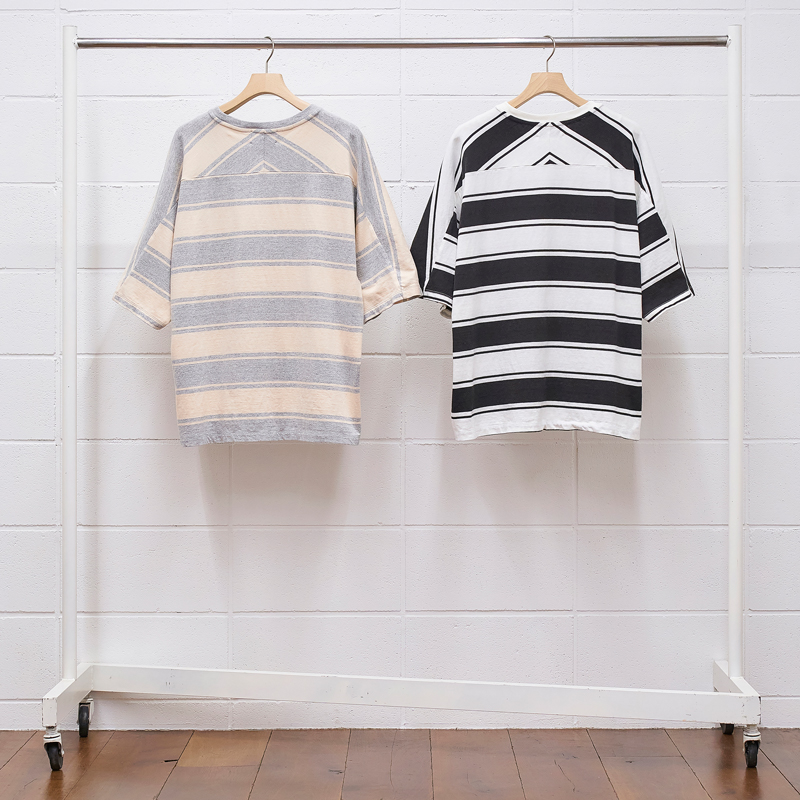 UNUSED [ US1951 (Short sleeve border t-shirt) ] GRAY×BEIGE 