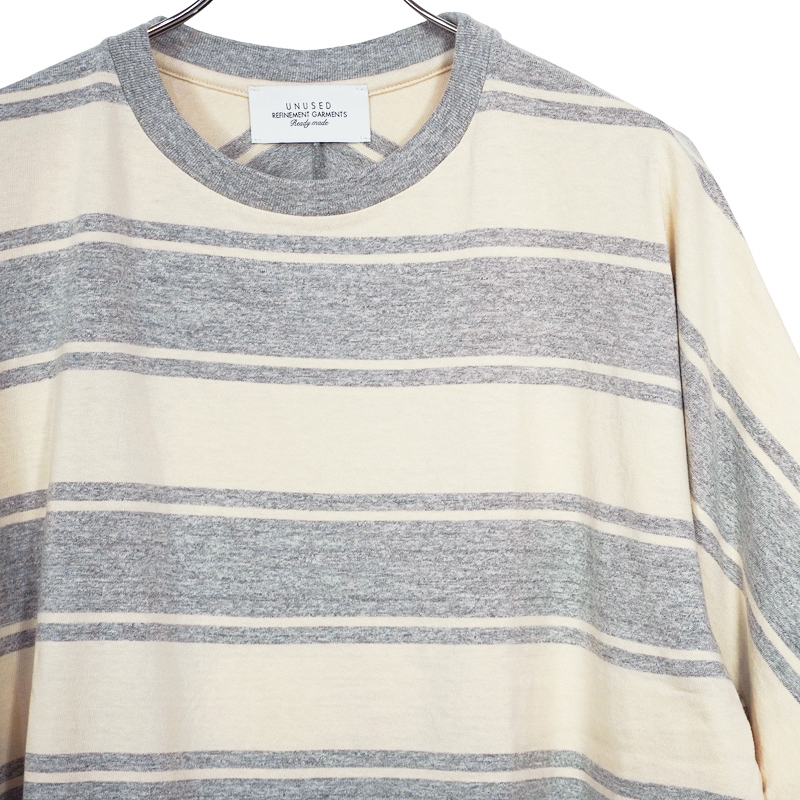 UNUSED [ US1951 (Short sleeve border t-shirt) ] GRAY×BEIGE 
